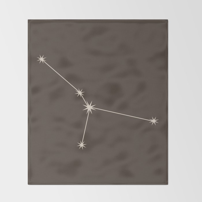 Cancer Zodiac Star Constellation Line Art Coffee Brown Throw Blanket Gallery Image 2