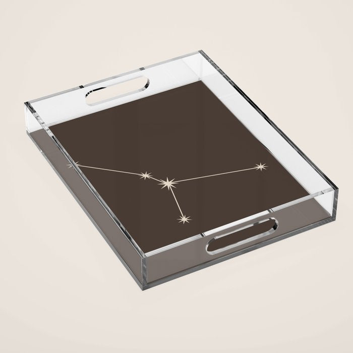 Cancer Zodiac Star Constellation Line Art Coffee Brown Acrylic Tray Gallery Image 1
