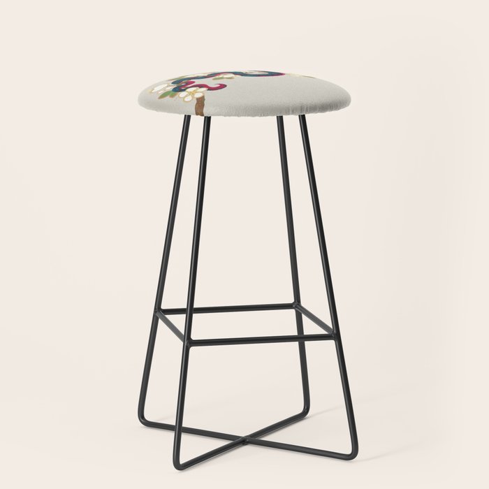 Snake and flowers 2 Stool Gallery Image 1