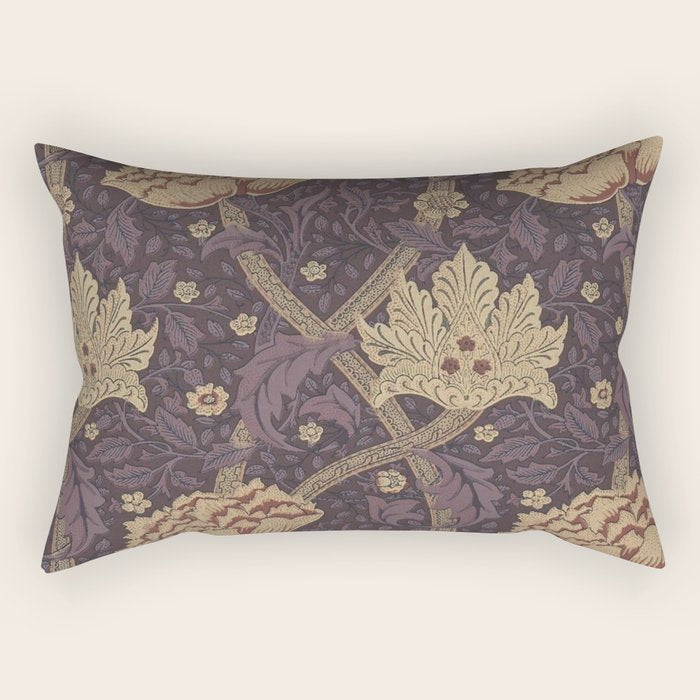 William Morris Windrush Aubergine Wine Vintage Pattern Rectangular Pillow Gallery Image 1