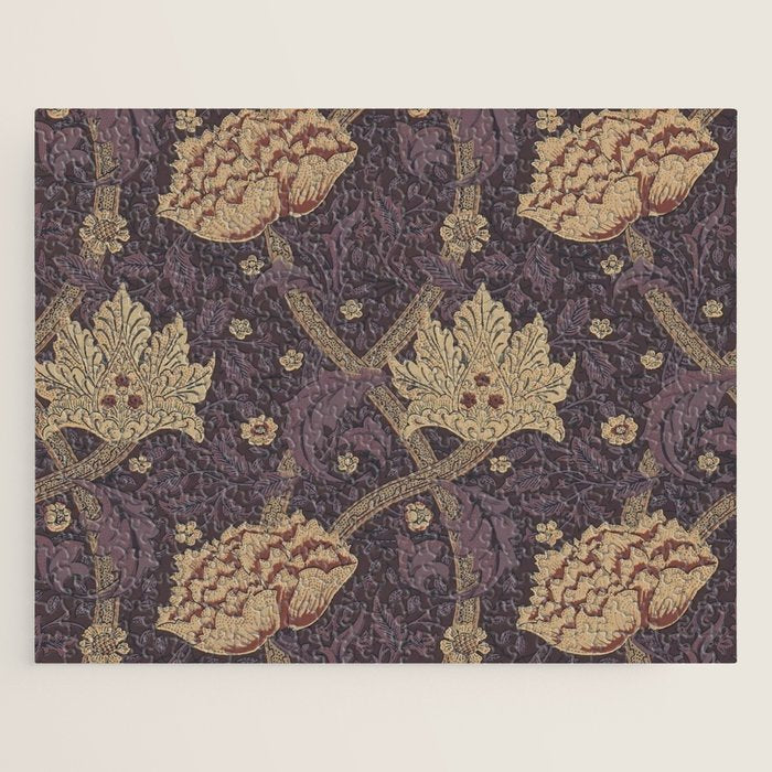 William Morris Windrush Aubergine Wine Vintage Pattern Jigsaw Puzzle Gallery Image 1