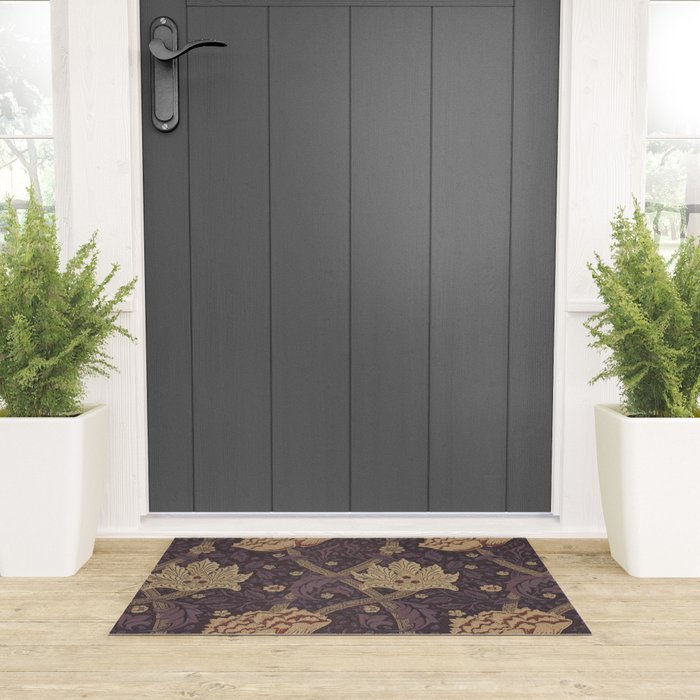 William Morris Windrush Aubergine Wine Vintage Pattern Welcome Mat Gallery Image 3