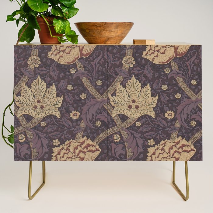 William Morris Windrush Aubergine Wine Vintage Pattern Credenza Gallery Image 1