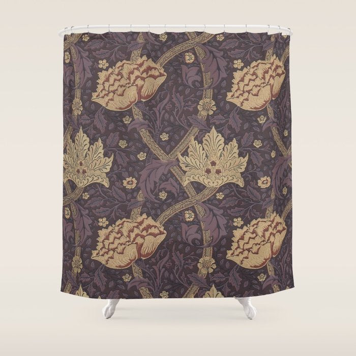 William Morris Windrush Aubergine Wine Vintage Pattern Shower Curtain Gallery Image 1
