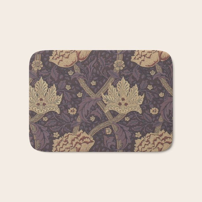 William Morris Windrush Aubergine Wine Vintage Pattern Bath Mat Gallery Image 1