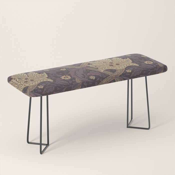William Morris Windrush Aubergine Wine Vintage Pattern Bench Gallery Image 1