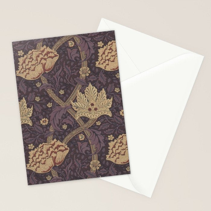 William Morris Windrush Aubergine Wine Vintage Pattern Stationery Card Gallery Image 2