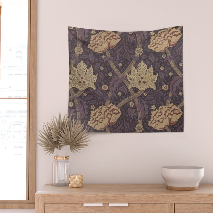 William Morris Windrush Aubergine Wine Vintage Pattern Wall Tapestry Gallery Image 2