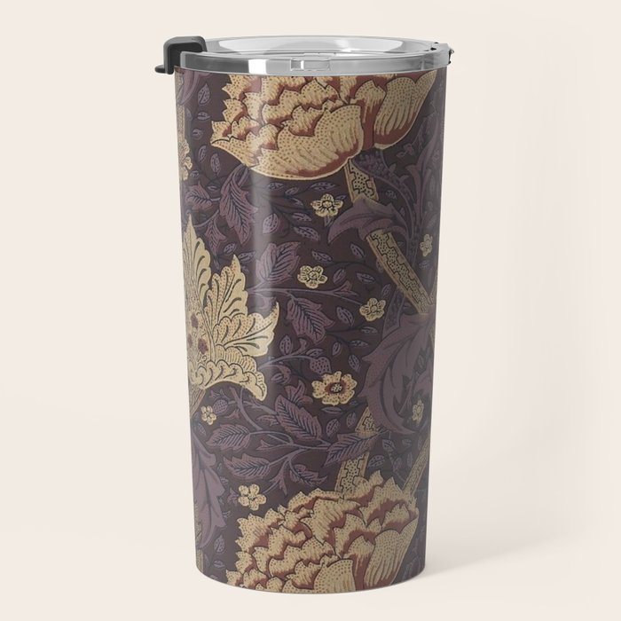 William Morris Windrush Aubergine Wine Vintage Pattern Travel Mug Gallery Image 3