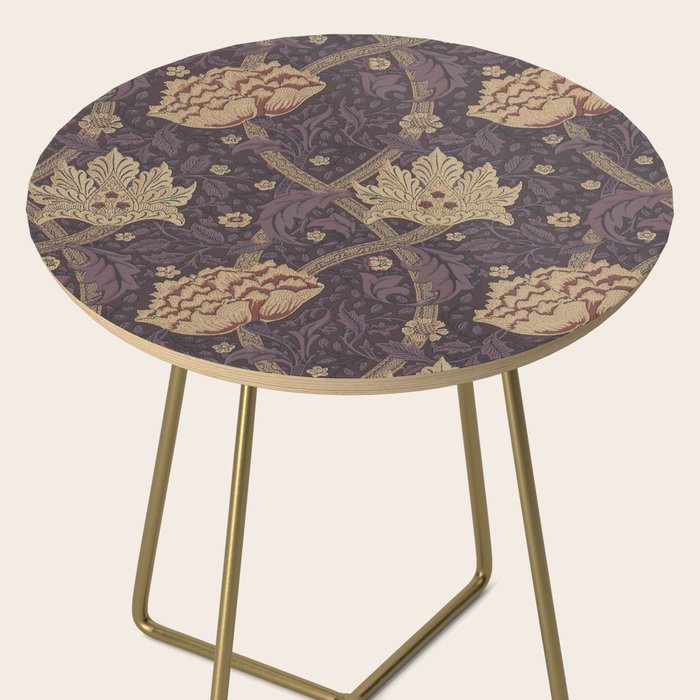 William Morris Windrush Aubergine Wine Vintage Pattern Side Table Gallery Image 2