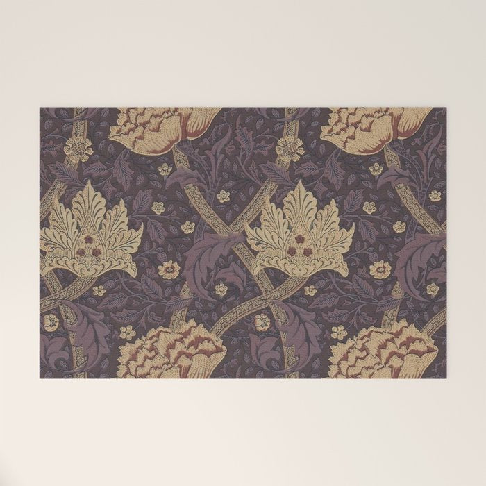 William Morris Windrush Aubergine Wine Vintage Pattern Welcome Mat Gallery Image 1