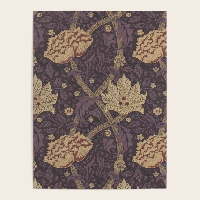 William Morris Windrush Aubergine Wine Vintage Pattern Poster Gallery Image 1