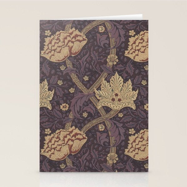 William Morris Windrush Aubergine Wine Vintage Pattern Stationery Card Gallery Image 2