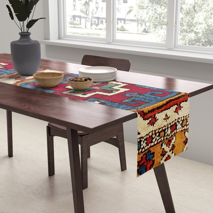 Kozak Bergama Turkish  Antique Rug Print Table Runner Gallery Image 2