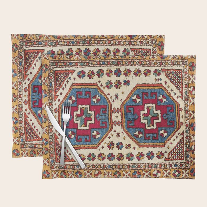 Kozak Bergama Turkish  Antique Rug Print Placemat Gallery Image 1