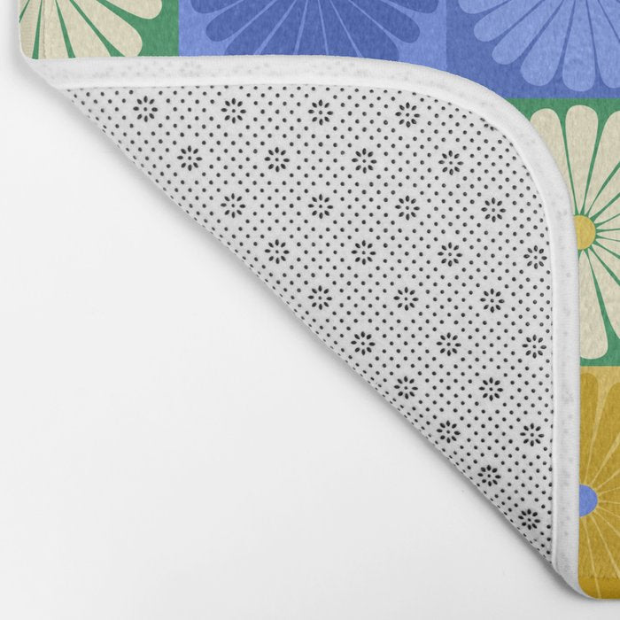 Retro Flowers Check Pattern XIV Bath Mat Gallery Image 2