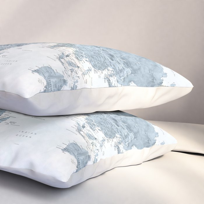 Steel watercolor detailed world map Raul Pillow Sham Gallery Image 3
