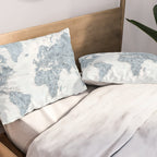 Steel watercolor detailed world map Raul Pillow Sham Gallery Image 2