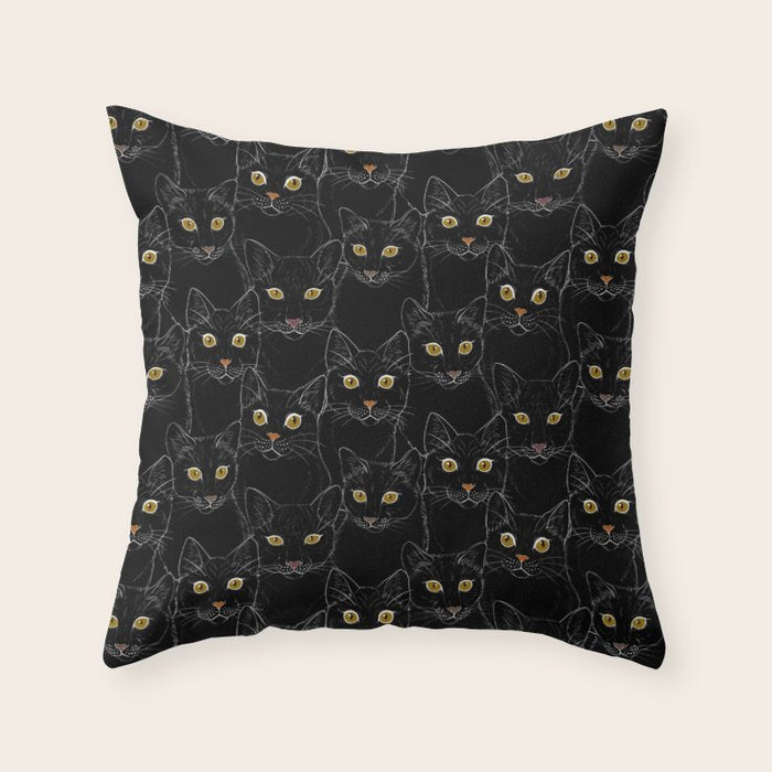 Black Cat Portraits Throw Pillow Gallery Image 6