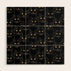 Black Cat Portraits Wood Wall Art Gallery Image 1