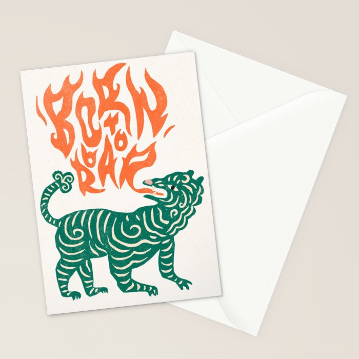 Born to roar Tiger Stationery Card Gallery Image 2
