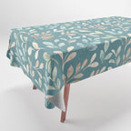 Leafy Teal Floral Tablecloth Gallery Image 1