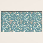 Leafy Teal Floral Desk Mat Gallery Image 3