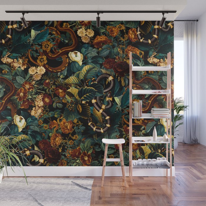 Floral and Snakes jungle Wall Mural Gallery Image 1