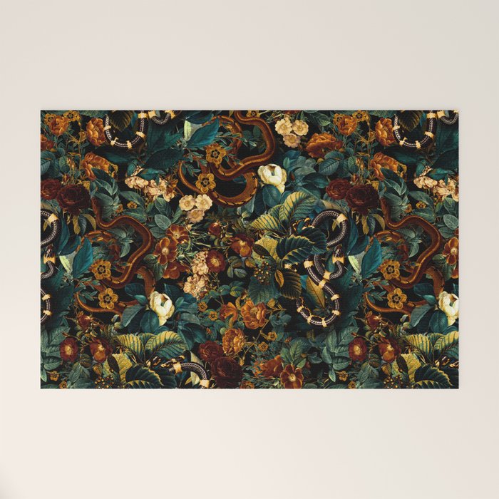 Floral and Snakes jungle Welcome Mat Gallery Image 1