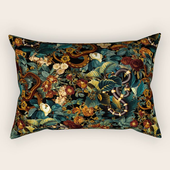 Floral and Snakes jungle Rectangular Pillow Gallery Image 2