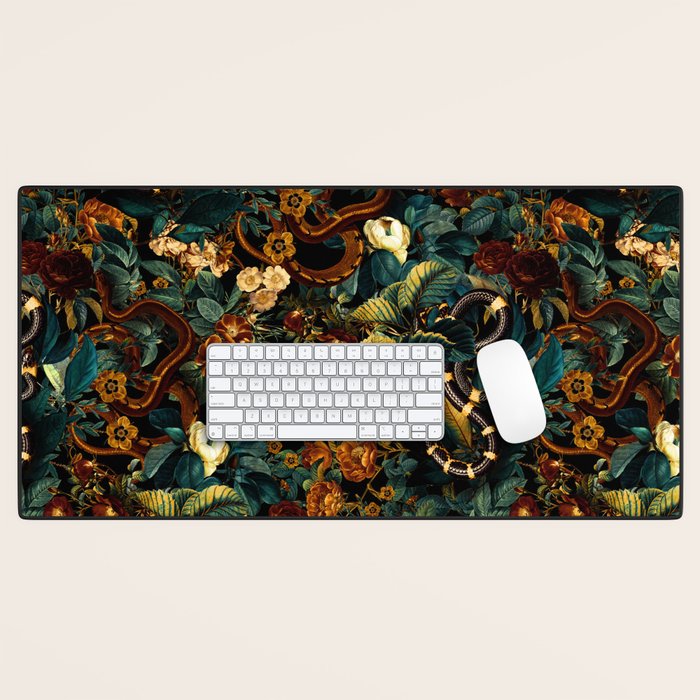 Floral and Snakes jungle Desk Mat Gallery Image 1