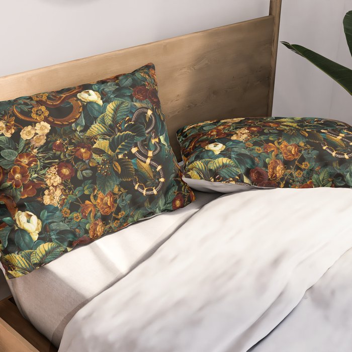 Floral and Snakes jungle Pillow Sham Gallery Image 2