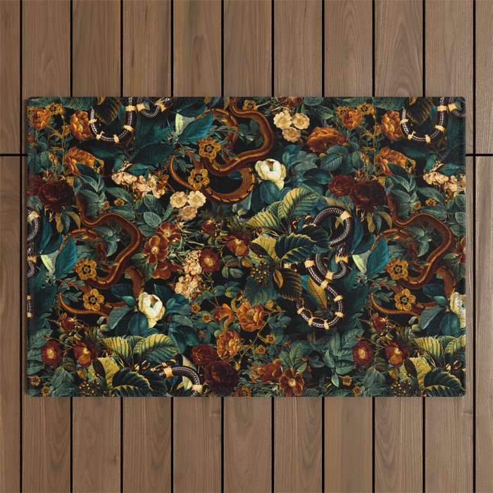 Floral and Snakes jungle Outdoor Rug Gallery Image 1