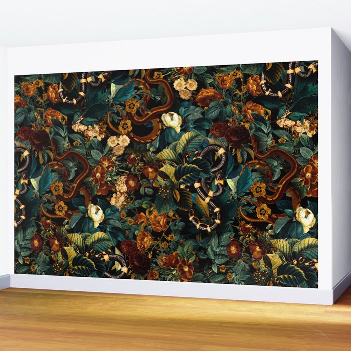 Floral and Snakes jungle Wall Mural Gallery Image 2