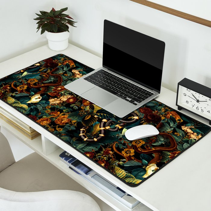 Floral and Snakes jungle Desk Mat Gallery Image 2