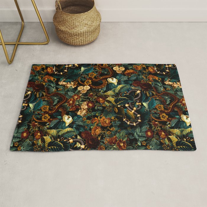 Floral and Snakes jungle Rug Gallery Image 1