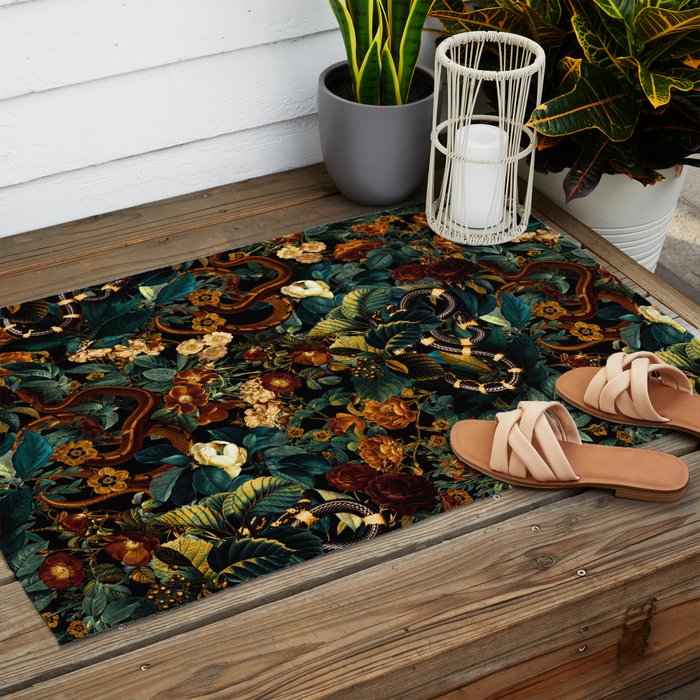 Floral and Snakes jungle Outdoor Rug Gallery Image 2