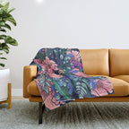 Wild Flowers (on Blue) Throw Blanket Gallery Image 1