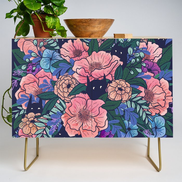 Wild Flowers (on Blue) Credenza Gallery Image 1