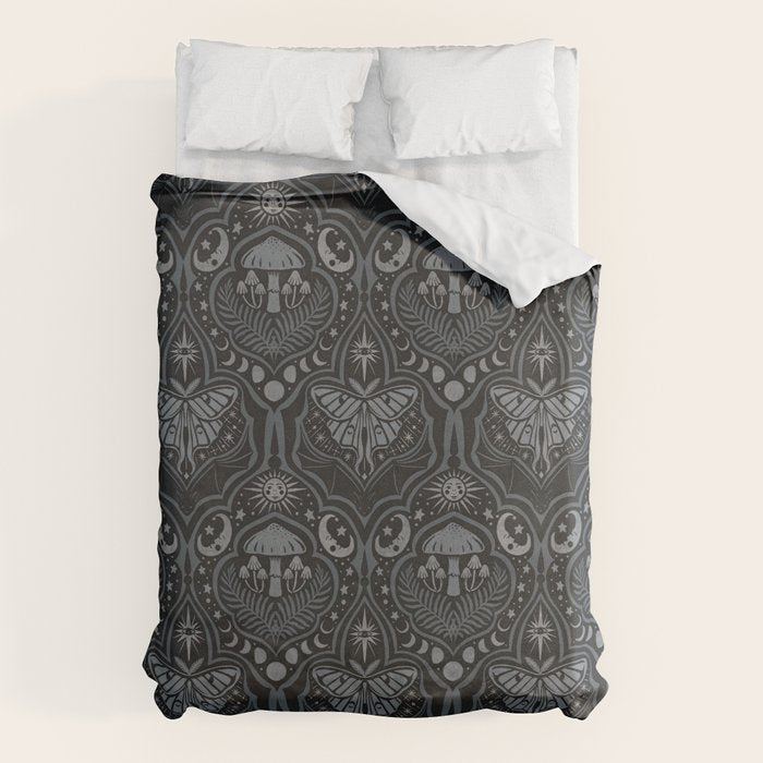 Celestial Forest Damask - Charcoal Duvet Cover Gallery Image 1