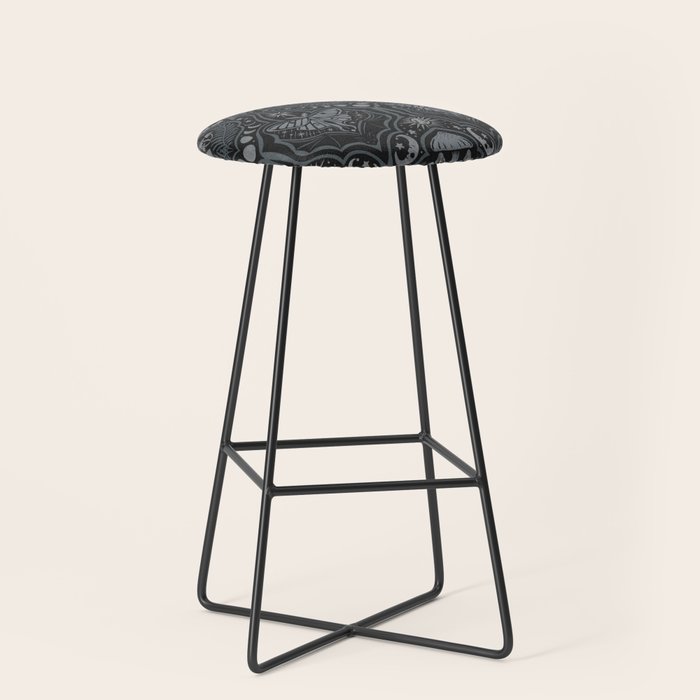 Celestial Forest Damask - Charcoal Stool Gallery Image 1