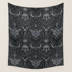 Celestial Forest Damask - Charcoal Wall Tapestry Gallery Image 4