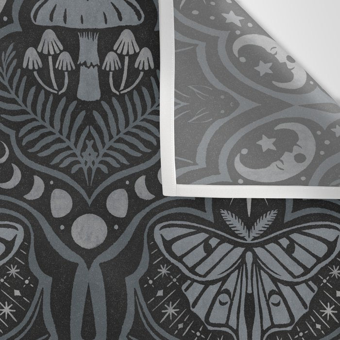 Celestial Forest Damask - Charcoal Wall Tapestry Gallery Image 3