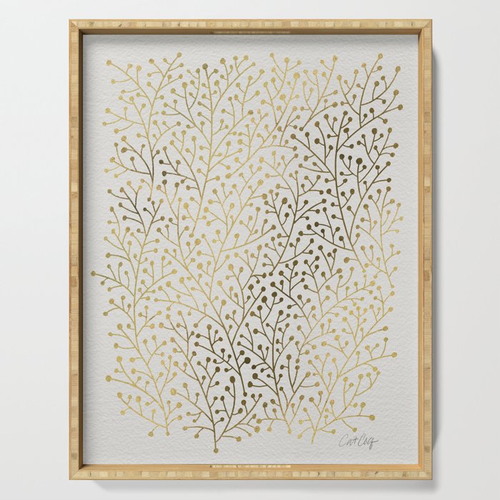 Gold Berry Branches Serving Tray Gallery Image 1