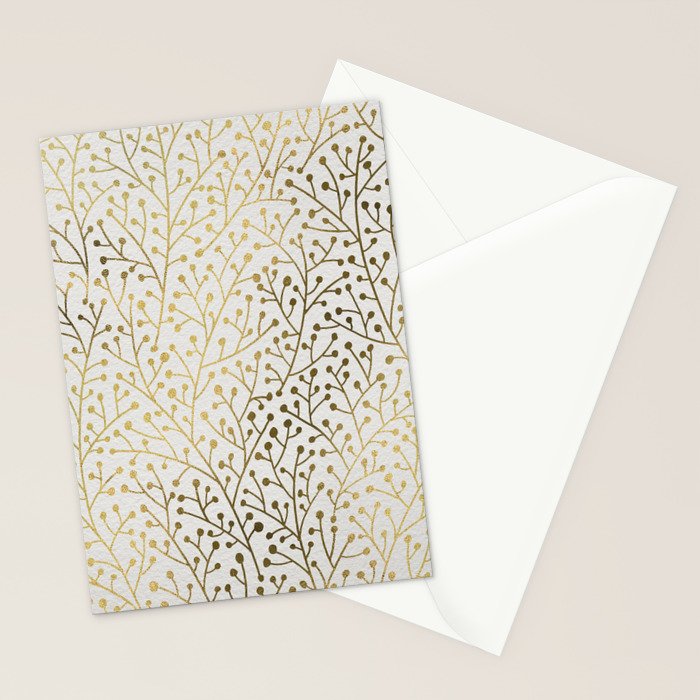 Gold Berry Branches Stationery Card Gallery Image 2