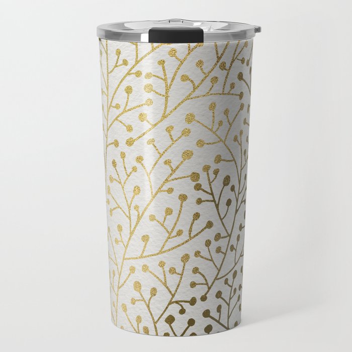 Gold Berry Branches Travel Mug Gallery Image 1