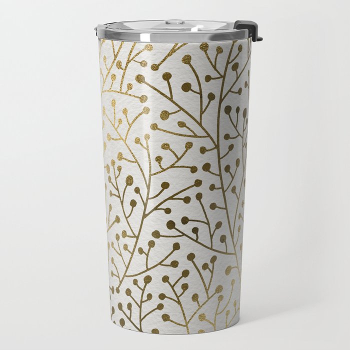 Gold Berry Branches Travel Mug Gallery Image 2