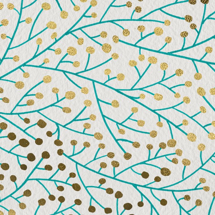 Berry Branches - Turquoise & Gold Coffee Mug Gallery Image 2