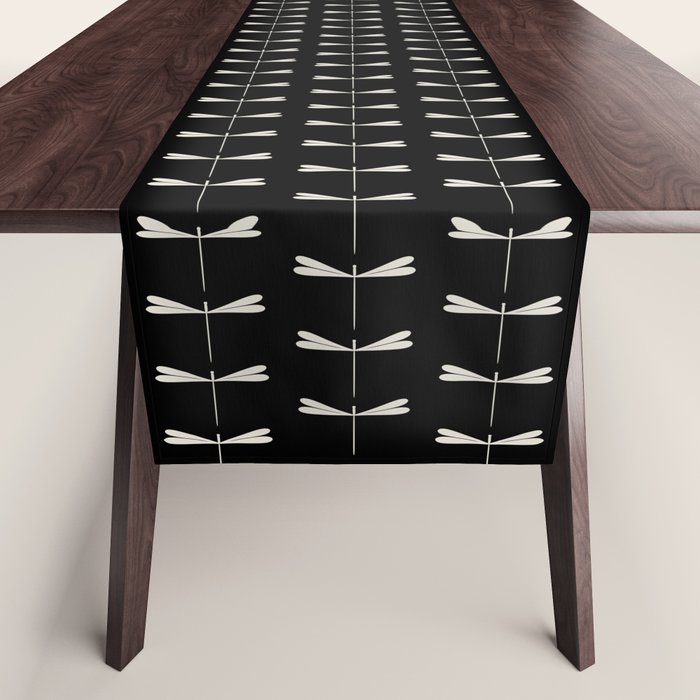 Dragonfly Pattern VII Black Table Runner Gallery Image 1