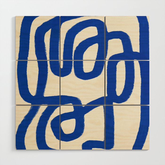 Blue line art 05 Wood Wall Art Gallery Image 1